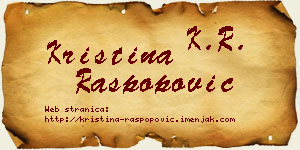 Kristina Raspopović vizit kartica